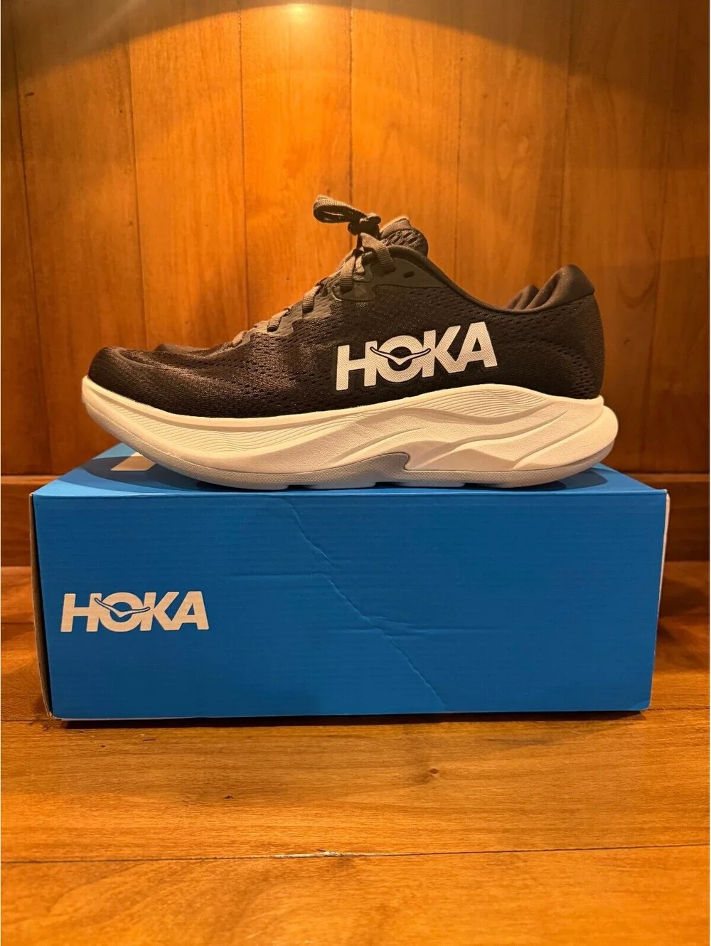 New Hoka Rincon 4 Men's Running Shoes Black/White Men's Size 10D